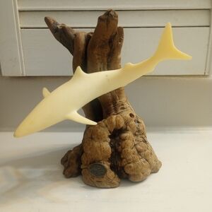 John Perry Studios Vintage Shark On Wood Sculpture